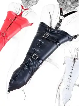 Sexy SM Restraint Arm Binder Behind Back Straight Jacket Leather Armbinder Slave Lockable Bondage Shoulder Straps Club Role play