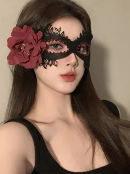 Women Leather Mask Blindfold Gothic Cosplay Fashion Halloween Carnival Party Masquerade Ball Fancy Mask Accessories Solid Color