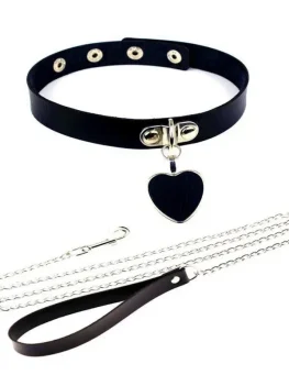 Sexy Necklace Collar Leather Bdsm Cosplay Slave Heart Collars And Leash Set For Women Bondage Gothic Choker Bell Accessories
