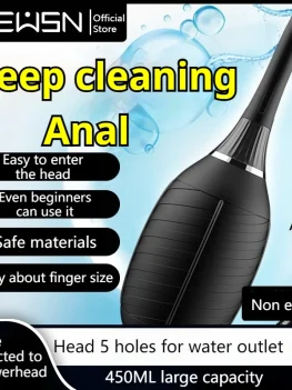 Jeusn Silicone douche enema syringe shower cleaning head anal beads butt plug attachment nozzle tip gay sex toy for man woman