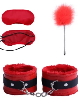 Erotic Bdsm Set Sexy Leather Plush Sex Toys Bondage Kit Handcuffs Feather Blindfold Flirt Exotic Accessories Couples Adult Games