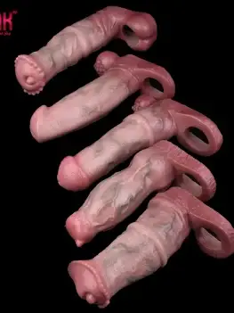 FAAK Silicone closed Head Dog Knot Hollow Dildo Fantasy Horse Penis Sleeve Cock Extender & Enlargement Sex Toys For Men