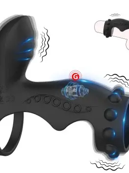 G-spot Clitoral Vibrator Penis Extender with 10 Intense Vibration Modes, Dual Ring Adult Sex Toys Stimulator Massager for Men