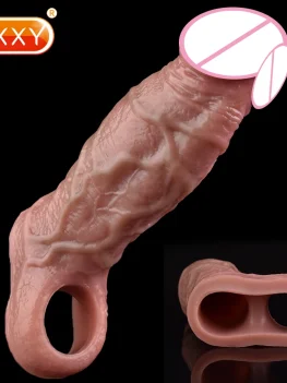 SXXY Ultra Realistic Hollow Dildo Male Penis Sleeve Sex Toys For Men Delay Ejaculation Skin Feeling Dick Extender Adult Sex Toys