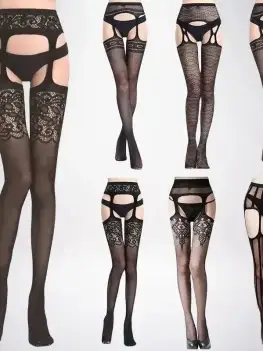 SIMPLEJWEL 4pcs/1pcs Fishnet Garter Belt Stocking Suspender Pantyhose Tights Thigh High Summer Sexy Hot 4pack 1pack