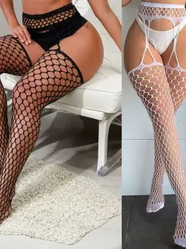 Romance Sexy Garter Stockings Women Sexy Lingerie Accessories Open Crotch Pantyhose Striped High Socks Fashion Fishnet Stocking