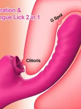 2 In 1 Vibrator For Women Licking Machine Clitoris Stimulator G-Spot Powerful Vibro Dildo Wand Female Clit Sucker Adult Sex Toys