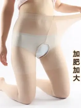 Plus Size Open Crotch Sexy Tight For Women Erotic Sex Crotchless Pantyhose Female Ultra Slim 65-90kg Fun Perspective Long Socks