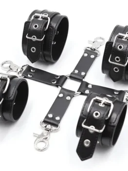 Leather Handcuffs BDSM Bondage Restraint Flirting Slave Exotic Accessories Toys For Couple Games Handcuff&amp Ankle Cuffs Adult