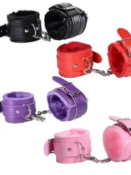 Handcuffs Sexy Metal Adjustable PU Leather Plush Restraints Slave Erotic Wives Cuff Sex Toys for Couples Adult Games Supplies