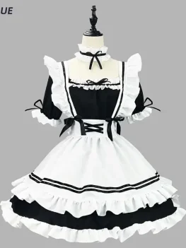 Japanese Maid Uniform Lovely Girl Student Lolita Dress Cosplay Costume Sweet Cute Cat Cafe Princess Harajuku Kawaii Lingerie