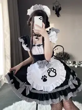 Cute Maid Uniform Lolita Dress Halloween Cosplay Costume Anime Themed One Piece Women's Dress Special Use Fashionable Outfit