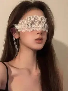 1pc Lady Sexy Lace Eye Mask Blindfolds Black White Cutout Patch Blindfolds Exotic Apparel Style Clothing for Female Hollow Game