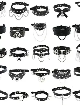 1Pc Harajuku Cosplay Rivet Star Punk Rock Gothic Women Collar Sexy PU Leather Heart Cross Spike Hip Hop Bondage Choker Jewelry