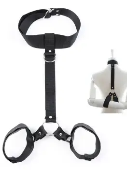 Black Nylon Bdsm Collar Reverse Handcuffs Bdsm Bondage Set Sex Toys For Couples Slave Restraints Set Sex Shop