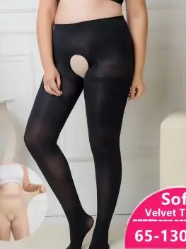 Plus Size Crotchless Women Pantyhose 120D Sexy Erotic Super Elastic Velvet Open Tight Autumn Large Size Pantyhose Open Crotch