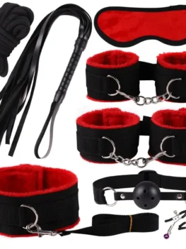 8PCS BDSM Restraint Set Female Handcuff Mouth Gag Eye Blinder Teaser Body Restraint SM Slave Cosplay Sex Toy Set Ankle Cuffs Kit