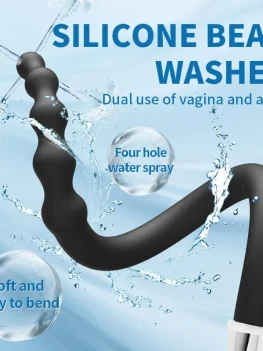 Silicone Long 58cm Anal Beads Plug Dilator Douche Enema Vagina Cleaning Kit Buttplug Syringe Shower Head Gay Sex Toy For Couples