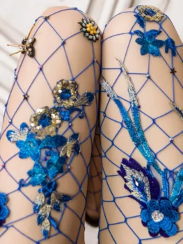 Fashion Women's Net Pearl Fishnet Bodystockings Pattern Pantyhose Tights Stockings Long Tights Rhinestone Pantyhose Medias 2018