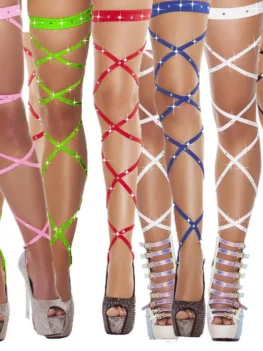 Hot Fishnet Sexy Bling Stockings Long Pantyhose Women Thigh-High Rhinestone Crystal Shinny Leg Wraps Stocking Lingerie Bandage