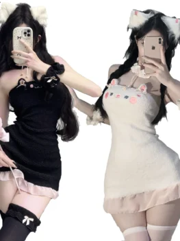 AniLV Cute Cat Plush Anime Kawaii Girl Kitty Maid Unifrom Outfit Nightdress Clothes Costumes Cosplay