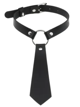 2022 New Gothic PU Leather Bow Tie Collar Choker Necklace For Women Punk Bondage Collars Necklace Men Jewelry Torques