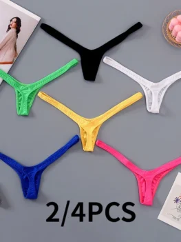 2/4pcs New Deep V Thong Women's Breathable Line Sexy Hot Waist Mini Panties Bikini Bottom Thongs Female Panty Women Underwear