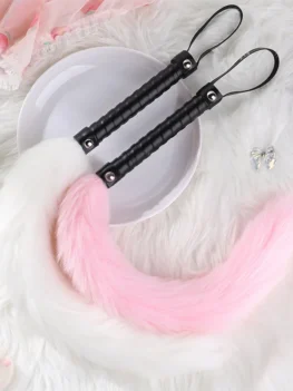 Fetish PU Leather With Fox Tail Whip Flogger Handle Spanking Paddle Flirting BDSM Adult Game Erotic Sex Toys for Women Couples