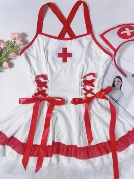 Performance Wear Women Sexy Lingerie Nurse Girl Dress Uniform Red Role Play Underwear Night Club Stage Exotic Costumes Pajamas