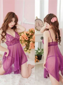 Hot Sexy Womens Gauze Bridal Sexy Lace Dress Panties Nightdress Sleepwear Transparent Underwear Fashion Summer New Dresses