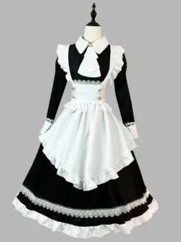 British Aristocratic Long-sleeved Maid Costume Anime Lolita Role Play Lingerie Dress Party Outfits Plus Size Black White Clothes