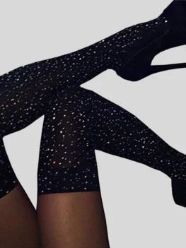 Sexy Rhinestone Long Sock Women Long Sock Thigh High Over The Knee Stockings Sexy Lolita Ladies Girls Warm Knee Socks