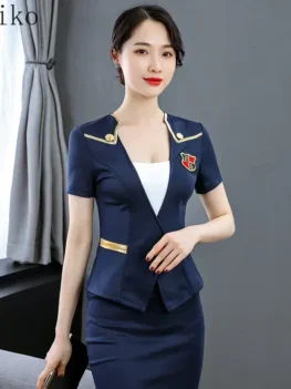 Jimiko Bar Woman Sexy Flight Attendant Uniform High-end Elegance Cosplay Clothing Club Secretary Workwear Office Uniform Suit