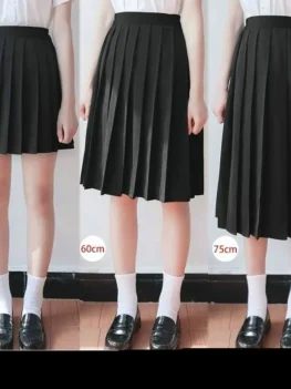 Japanese Student Girls Skirt School Uniform Solid Color Suit Pleated Skirt Short/Middle/Long High School Elastic Waist Dress