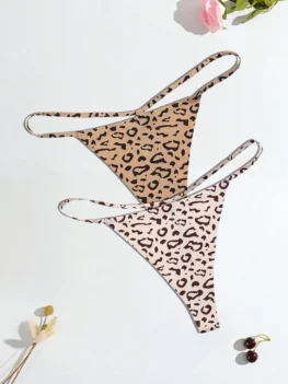Sexy Leopard Print Women's Thong Valentine's Day Vacation Party Date Seamless Ice silk Low-rise Women's Panties.