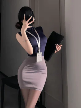 Cosplay Costumes Sexy Office Lady Erotic Lingerie Hip Wrap Skirt Women's Secretary Roleplay Uniform Temptation Mini Dress