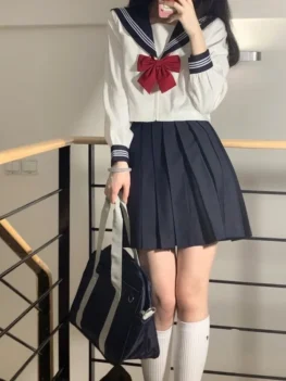 Japanese JK Uniform Orthodox Basic Style Sailor Suit Kansai Collar College Style Suit Cosplay School Students Clothing Uniform