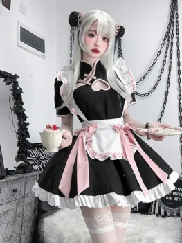 Chinese Style Maid Lolita Cosplay Costume Women Sweetheart Cheongsam Dress Halloween Party Waitress Role Play Animation Show New