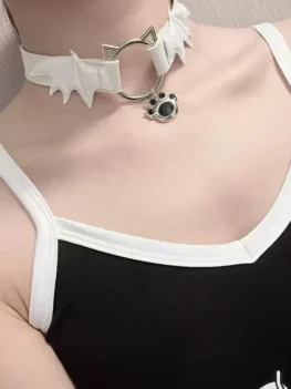 Y2K Hot Girl Collar Subculture Devil Wing Leg Ring Female Cosplay Niche Punk Sexy Cat PAWS JK Leg Accessory Necklace For Women